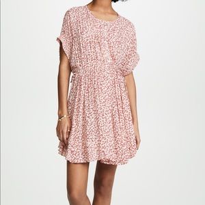 Free People One Fine Day Mini Dress Floral Swing Red Pink Coverup Small